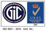 ISO 9001:2015 certified by GIC and UKAS Management Systems